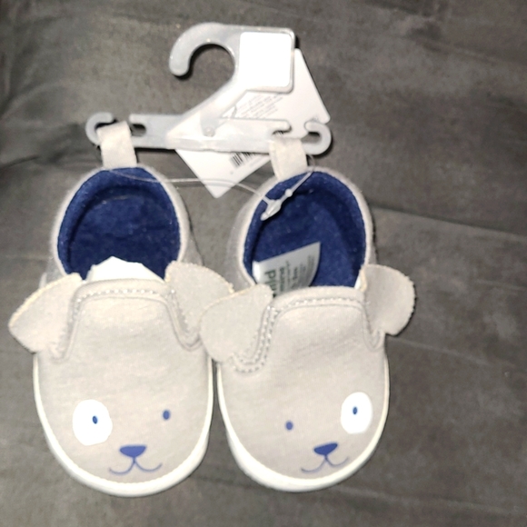 child of mine Other - Child of Mine Made By Carters Baby White Spot Gray Dog Soft Slip On Shoes 0-3M